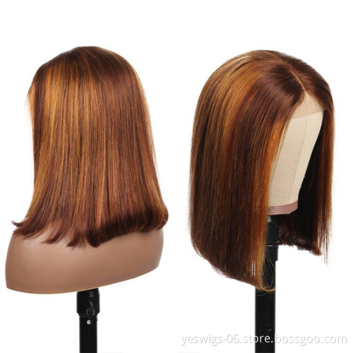 Yeswigs Blue Brazilian Human Virgin Hair Hd Lace Frontal Wigs Pink Red Grey 613 Short Bob Wig Cheap T-Part Wigs For Black Women